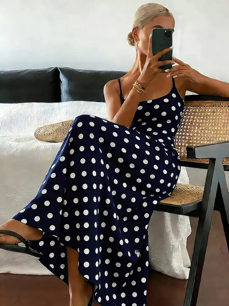 Spring/Summer New Elegant Polka Dot Print Slimming Dress Elegance Fashionable Women's Clothing Casual Midi Dress — image 3