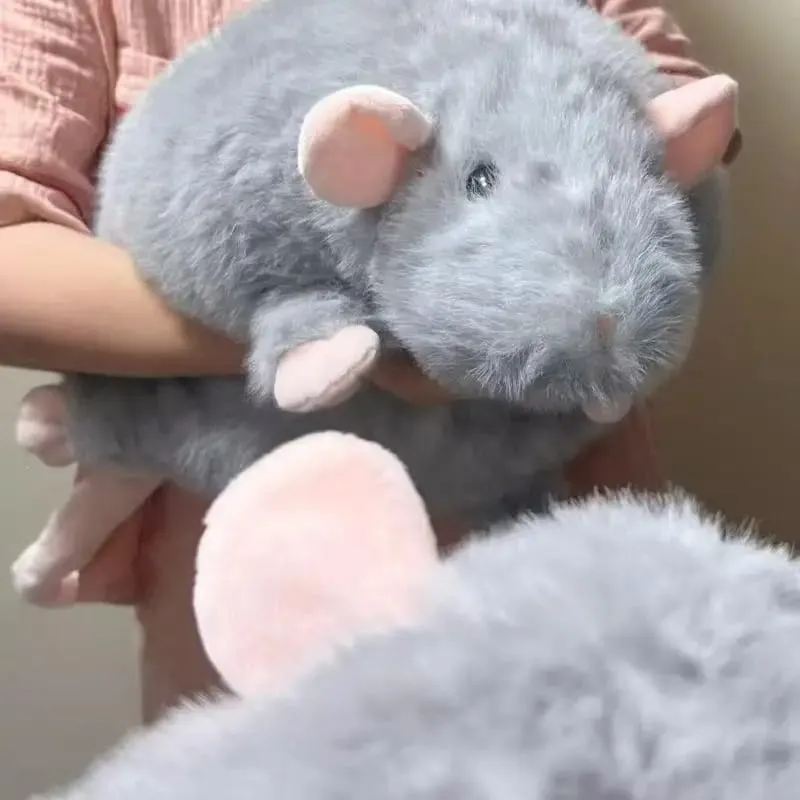 Peluche ratto con ramo floreale - Morbido cuscino per topo in 3 misure (35/50/90 cm) Adorabile animale di peluche Kawaii per l'arredamento del letto o del divano