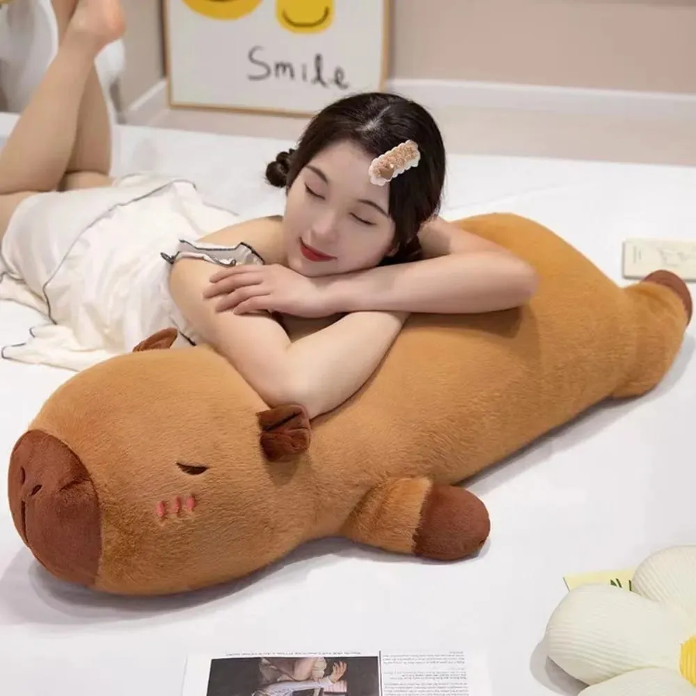 50/70/90cm Cartoon Stuffed Capybara Plush Toy Giant Bed Long Pillow Sleep Creative Rectangle Cushion Home Decor