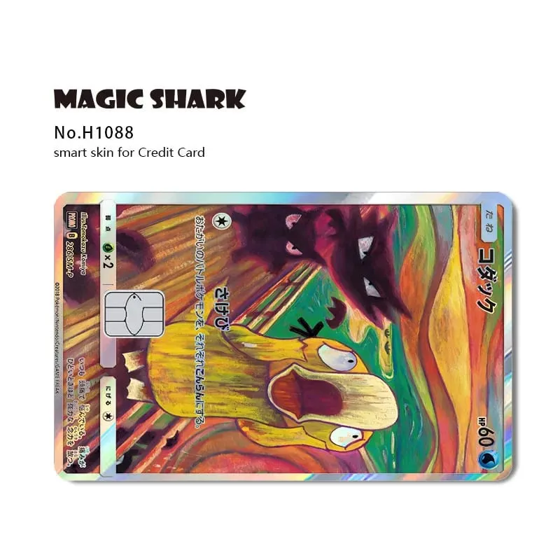 Tubarão mágico mew charizard ex eevee gengar pikachu tcg cartão holográfico laser filme de pele adesivo para cartão de crédito bancário
