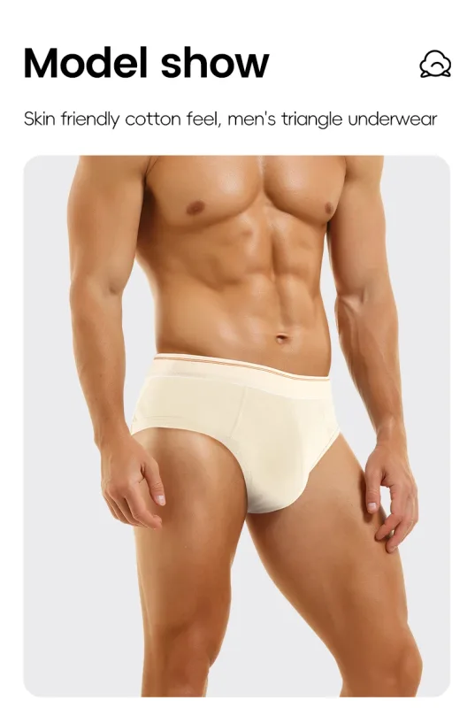 Men's pure cotton breathable and comfortable triangular underpants, mid-waist, skin-friendly and soft, teenagers' underpants 3256810188437944