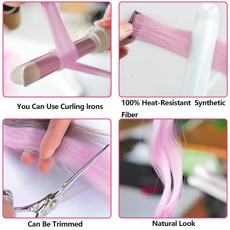 Pick dye wig piece female color hanging ear dye one-piece simulated long straight hair extension piece — image 6