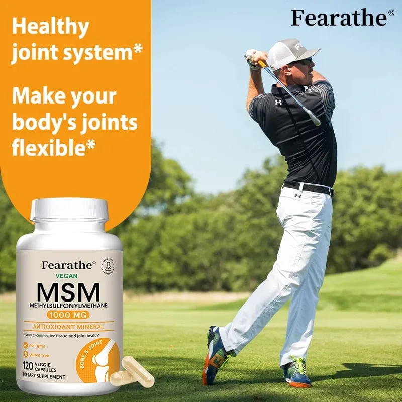 Ang Fearathe Methylsulfonylmethane(MSM)1000 Mg Antioxidant ay Nagtataguyod ng Joint Health Balanced Calcium Absorption Non-GMO Gluten-free