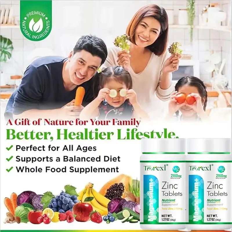 Best Magnesium Zinc Supplement 60 Tablets Increase vitality Immune Health