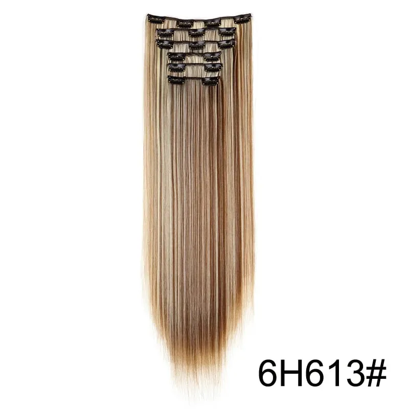 24Inch Synthetic 6pcs/set Long Straight Hair Extension Increasing Volume Extending Soft Comfortable Hairpiece for Women — image 16