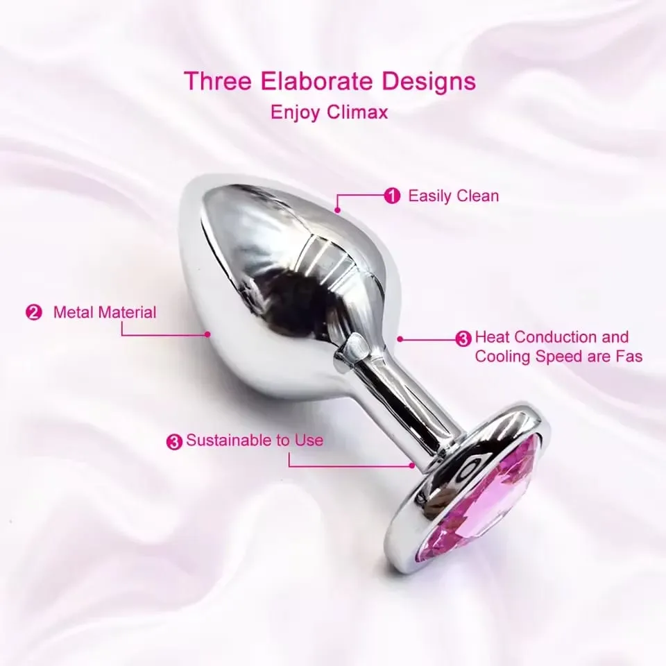 3 Sizes Metal Anal Plug Heart Base Butt Plug for Adults Women Men Couples Stainless Steel S/M/L Diamond Masturbator Sex Toys 18+ — image 2