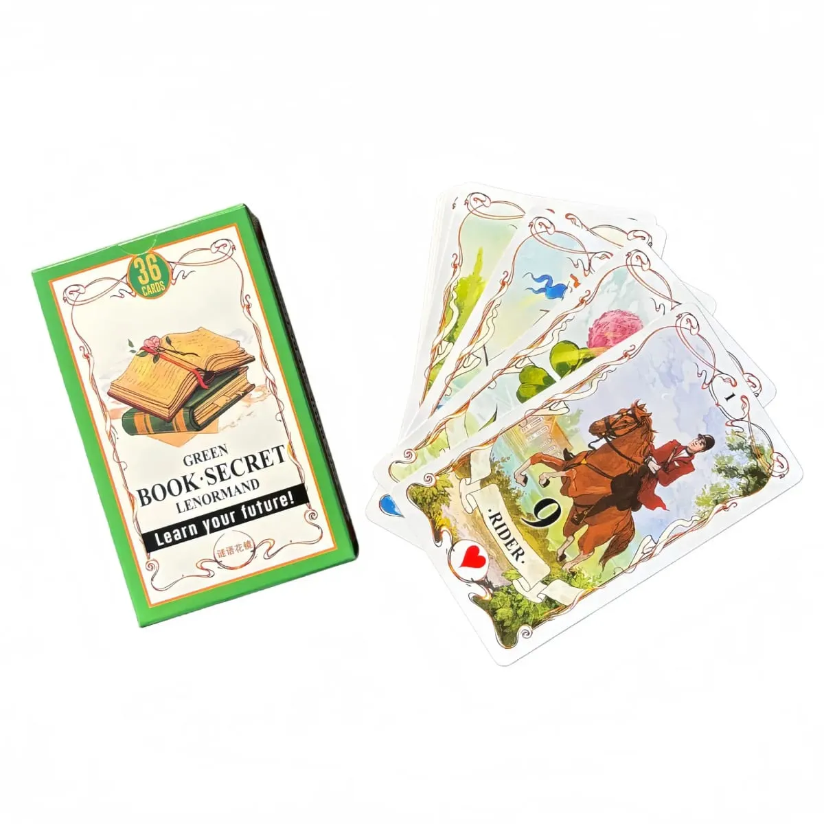 Green Book Secret Lenormand Oracle Cards 36PCs English Version Old Style Lenormand Oracle Card Divination Board Game — image 3