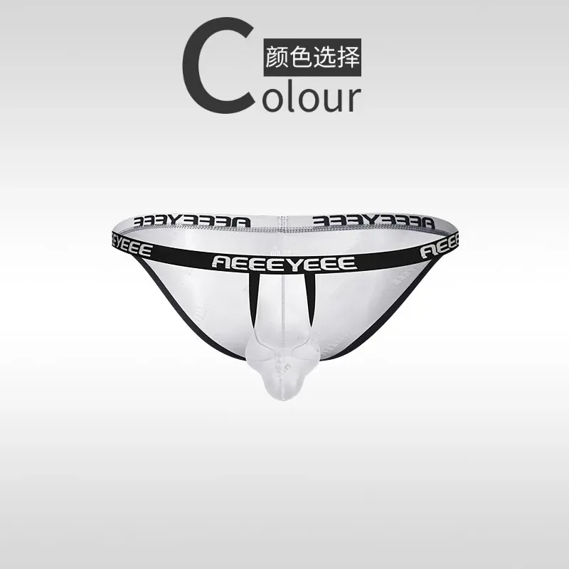 Sexy Mens Underwear Ice Silk U Convex Men Briefs Slit Thin Breathable Transparent Man Panties Low Waist Slip Homme Трусы Мужские