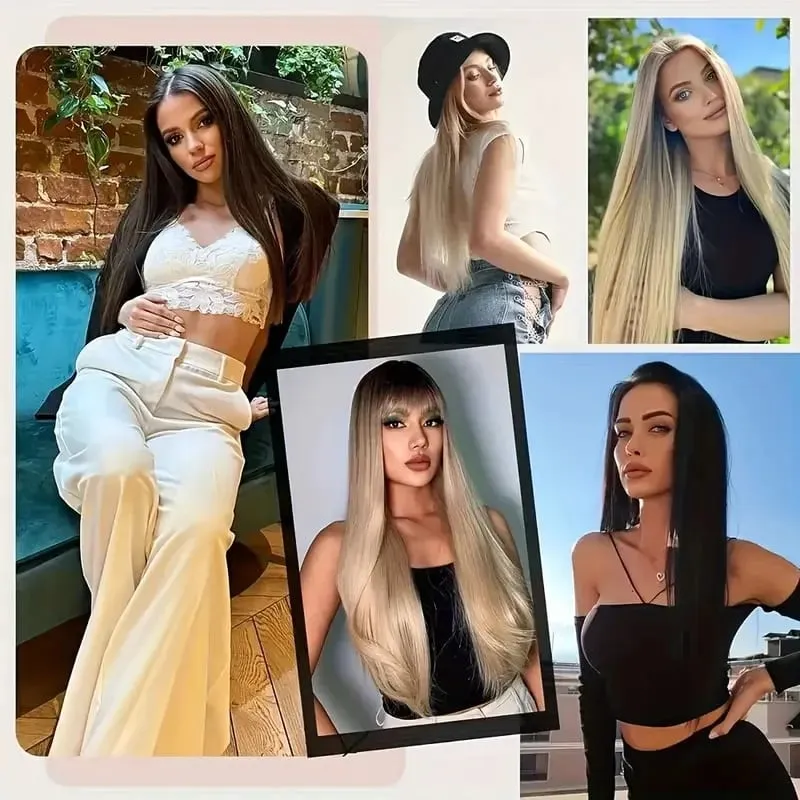24Inch Synthetic 6pcs/set Long Straight Hair Extension Increasing Volume Extending Soft Comfortable Hairpiece for Women — image 7