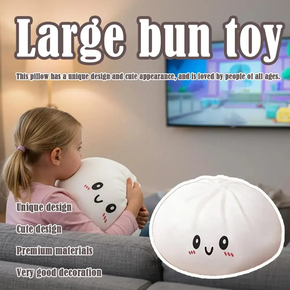 Soft Bouncy Large Dumpling Hug Pillow Stress Relief Food Plush Toy Full Fluffy Filling for Comfort Cute Steamed Bun Shape