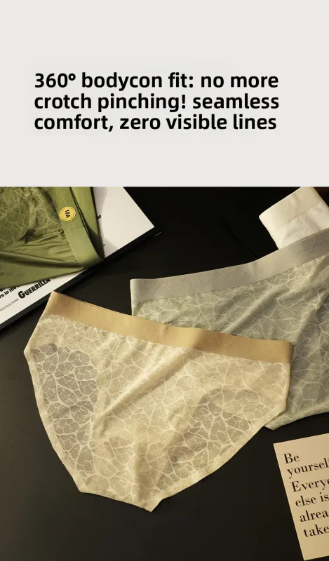 Seamless Jacquard Men Triangle Underwear Ice Silk Thin Breathable Panties Quick Drying Briefs Male Sexy U Bulge Pouch Underpants — image 15