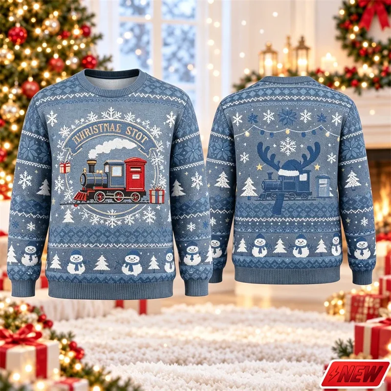 Cute Reindeer Graphic Ugly Christmas Sweater Men Women 3d Printed Christmas Tree Sweatshirt 2027 New Year Party Crew Neck Hoodie — image 10