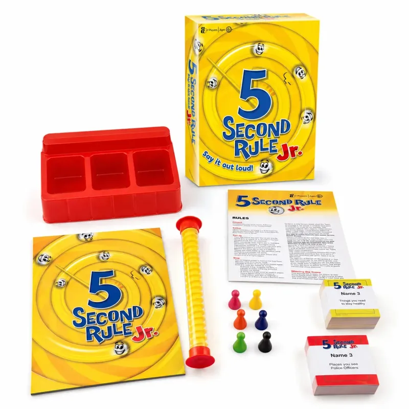 5 Second Rule Jr Kids Fast Thinking Trivia Card Board Game with Timer Family Party Educational Brain Teaser English Version