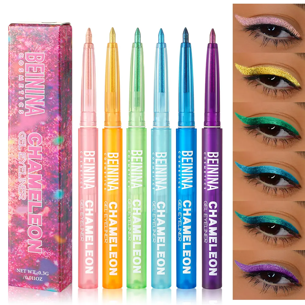 Shiny Chameleon Metallic Blue Eyeliner Gel Pen Eyeshadow Multicolor Eye Liner Pearlescent Polarized Glitter Eye Pigment Cosmetic