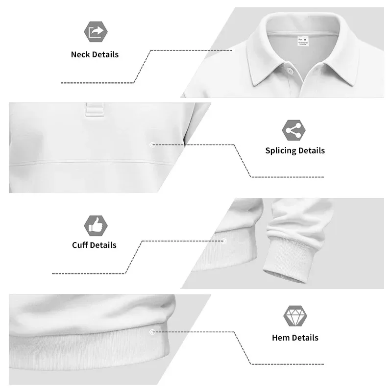 Men Lapel Polo Sweatshirt, Color Block Long Sleeve Pullover, Loose Solid Casual Top for Spring Autumn Daily Outfit