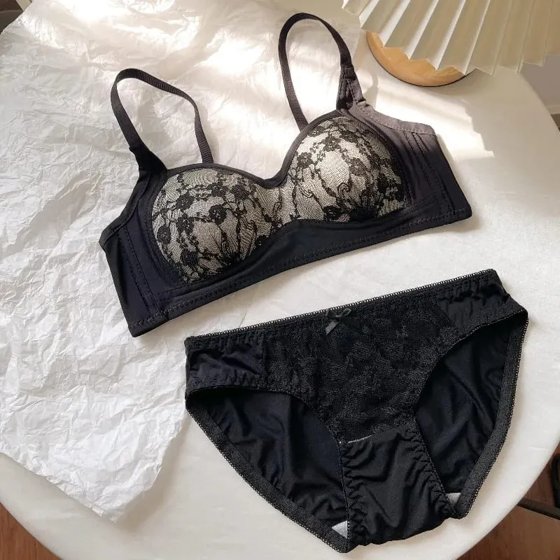 Sexy Push Up Lace Bralette Small Bust Wirefree Comfort Summer Ultra Thin Adjustable Straps Anti-Sagging Lingerie Set S-XL Bra — image 5