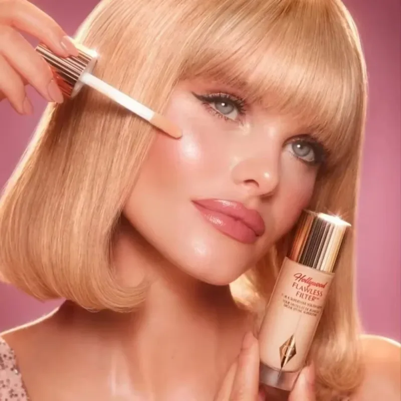 Charlotte Tilbury Hollywood Flawless Liquid Highlighter hidrata a paleta da pele acetinado-fosco Shimmer Metallic Acabamentos Maquiagem