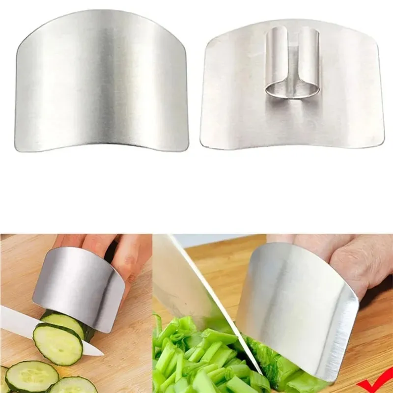 Stainless Steel Finger Protector Kitchen Knife Cutting Cooking Finger Protector Safe Kitchen Durable Chop Shield Cut Gadget