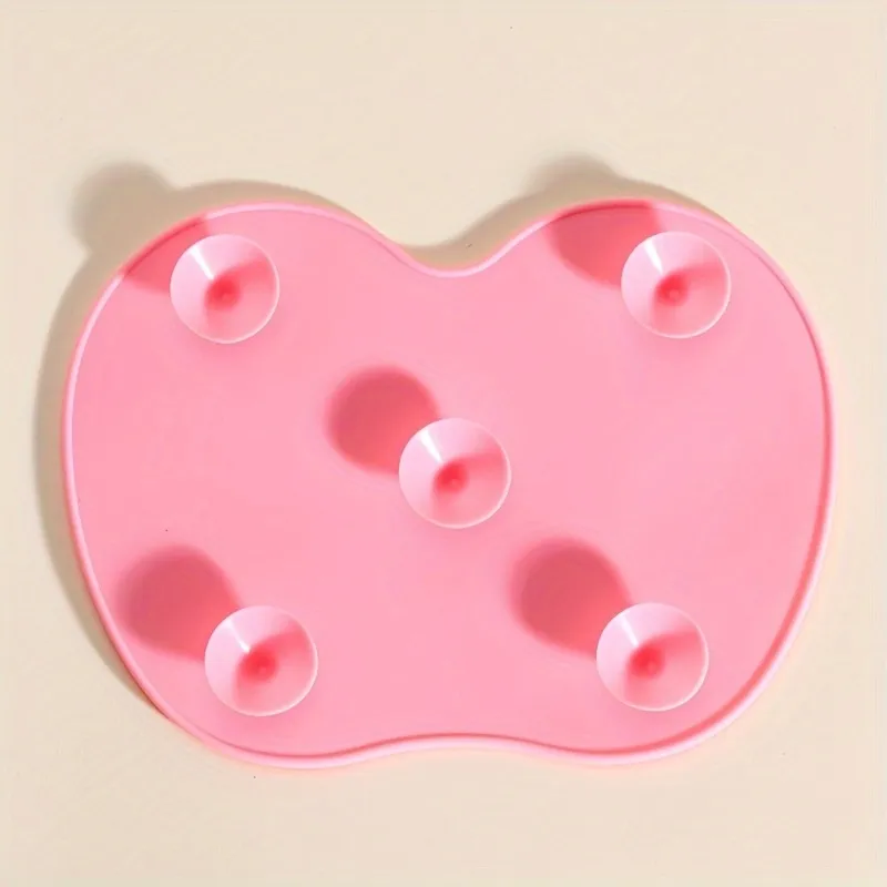 Apple Shaped Pink Cleaning Brush: A Small Suction Cup Cleaning Tool Designed Specifically For Cleaning Makeup Brushes — image 4