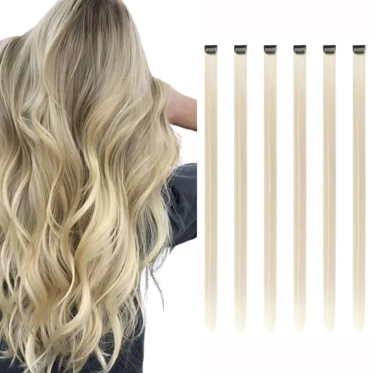 Synthetic 1-6pc Colored Hair Extensions Clip in Colorful Hair Extensions Rainbow Hair Extensions for Women Girls Hair Extensions