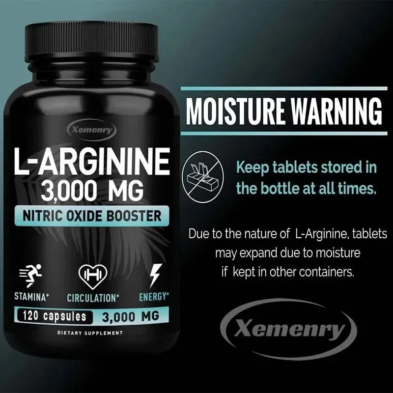 L-Arginine 3000mg - for Energy Strength and Endurance Support During Exercise | Muscle Mass Non-GMO