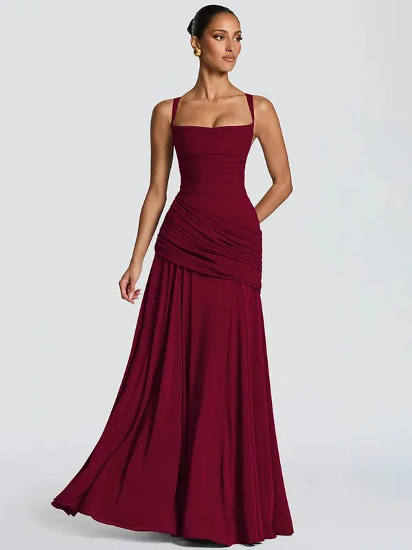 Mozision Off-shoulder Backless Sexy Maxi Dress Women Elegant Strapless Sleeveless Bodycon Ruched Club Party Long Dresses Female