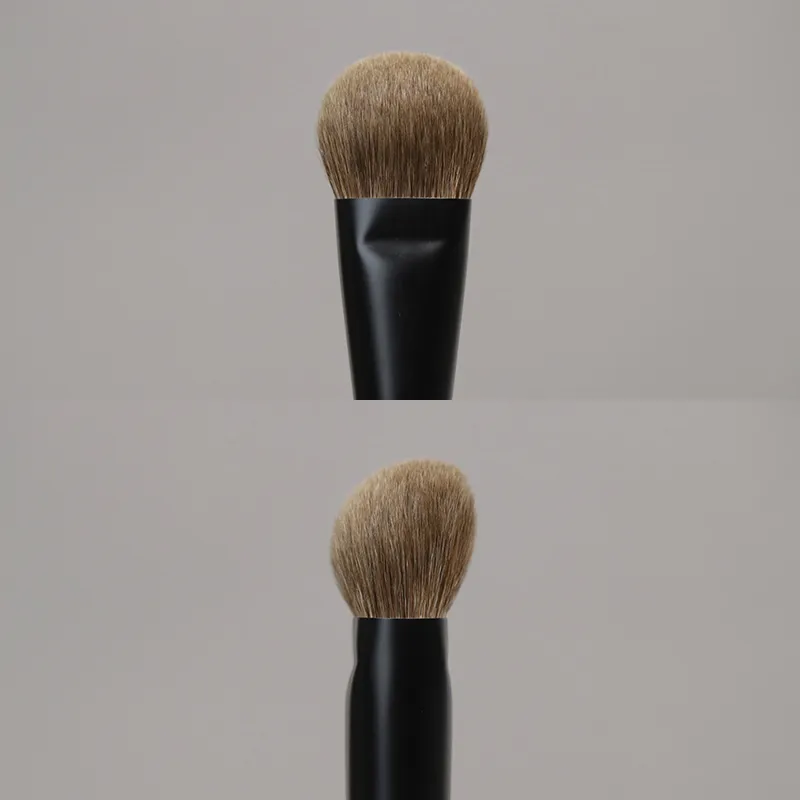 T101 Professional Handmade Makeup Brushes Soft Natural Goat Hair Tilted Foundation Brush Short Ebony Wood Handle Make Up Brush