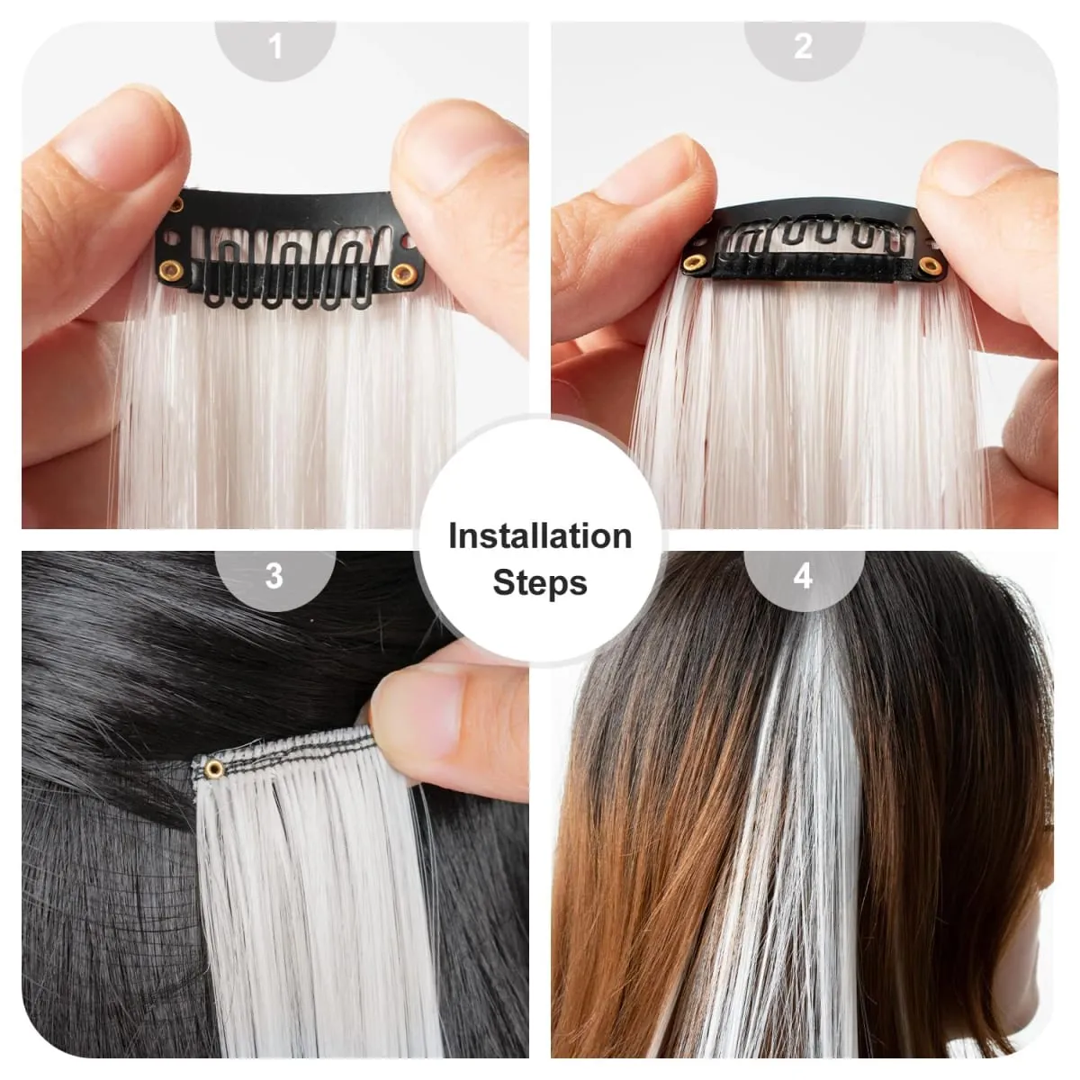 8Packs Colored Synthetic Hair Extensions 22 Inch Straight Clip-In on Party Christmas Black Friday K-pop New Year Gift Hair — image 6