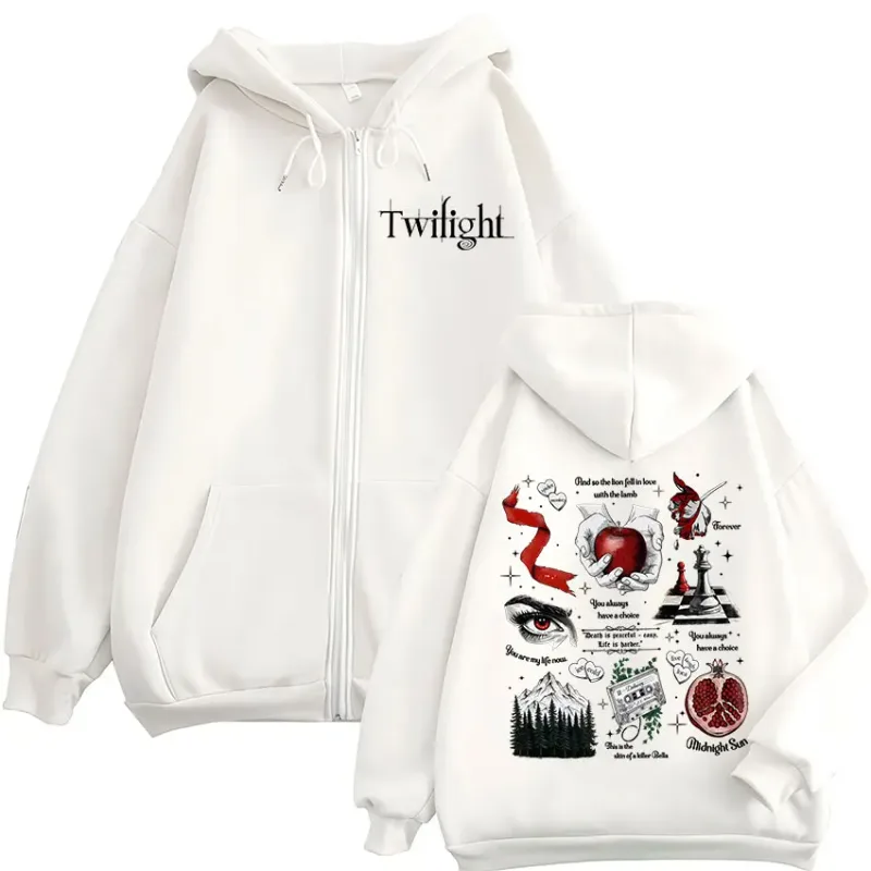 Twilight Vampire Wolf Romance Zipper Hoodies Edward Cullen Men's Women Clothing Fashion Casual Hip Hop Zip Up Hooded Sweatshirts — image 3
