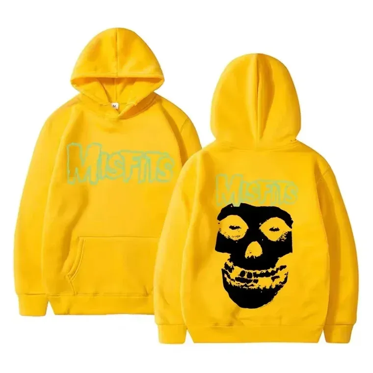 2026 Horror Punk Bizarre Skull Print Hoodie Men's Gothic Retro Loose Fleece Cotton Hoodie Rock Style Pullover Unisex — image 4