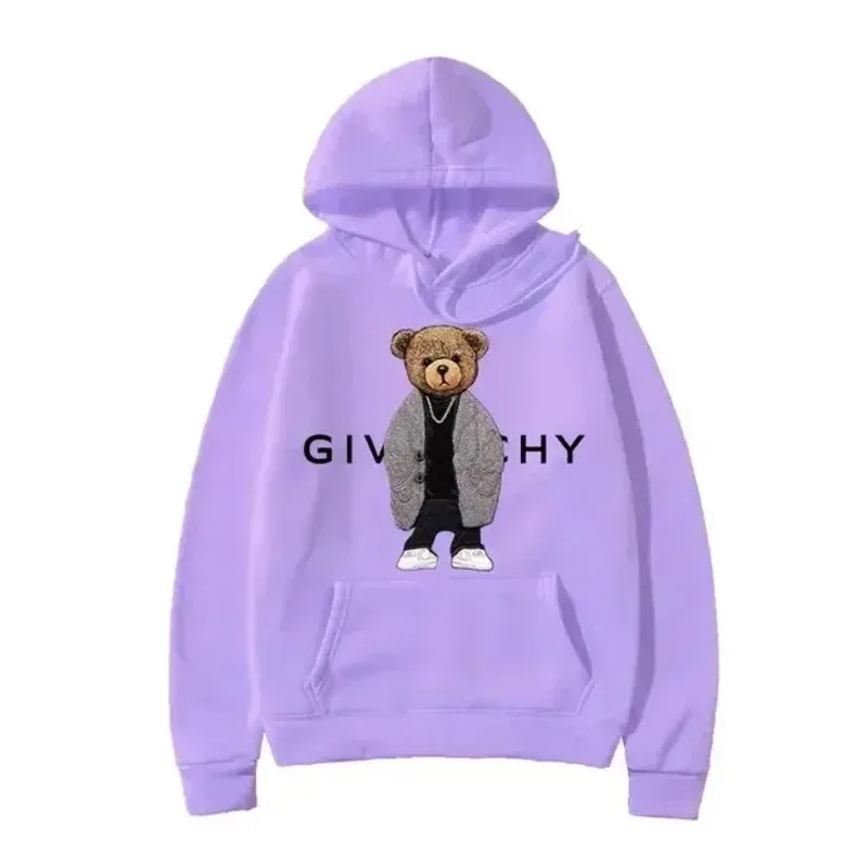 Men Women Unisex Autumn Winter Luxury Bear Print Hoodies Long Sleeve Fleece Pullover High Quality Free Shipping — image 9