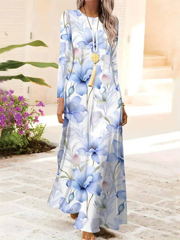 Printed Design casual style Blue Floral 