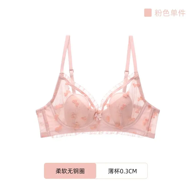 Cute Japanese Style Bunny Ears Bra Set Ultra-Thin Small Bust Enhancer Support Large Bust Anti-Sagging Comfort Lingerie For Women — image 14