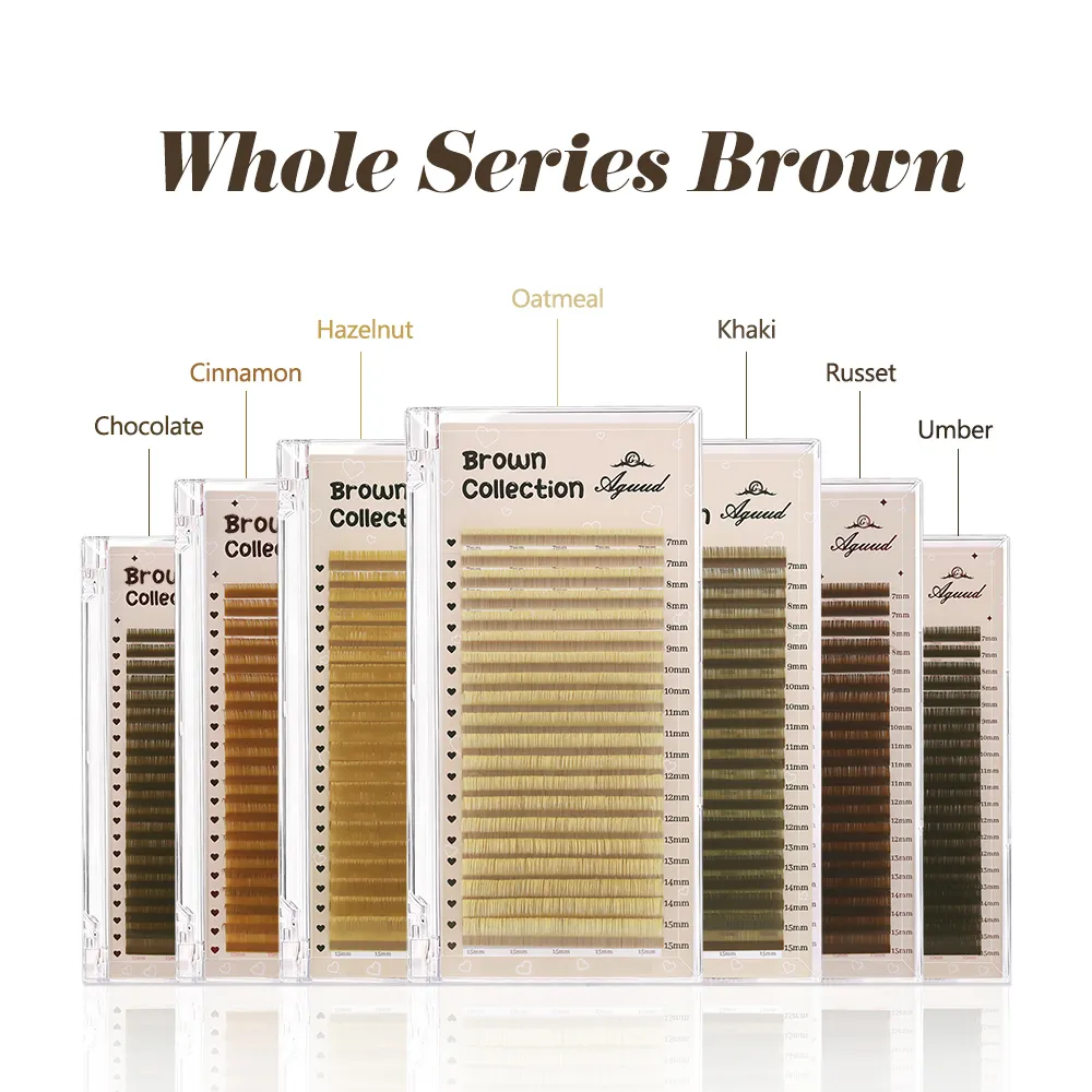 Pro 20 Rows Brown Collection Individual Eyelash Extension Russian Volume Lashes MIX7-15 Soft Mink Brown Eyelashes Makeup