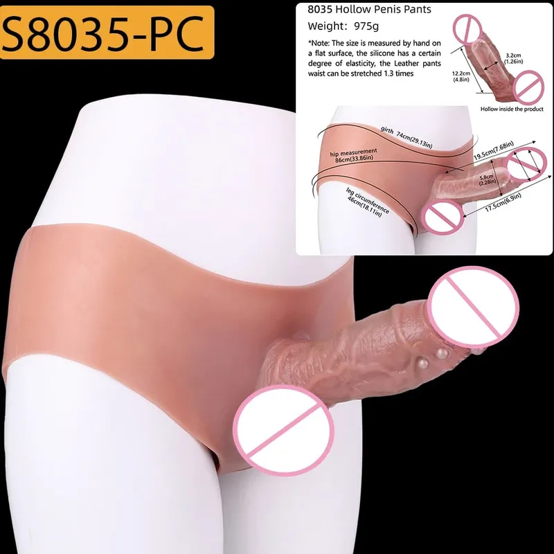 Strap-On Lifelike κάλυμμα πέους насадка на член Large Hollow DildoPants Intimate ενήλικα σεξ παιχνίδι για σεξ ζευγάρια