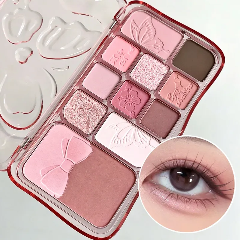 12 Colors Shimmer Matte Eyeshadow Palette Rose Pink Glitter Earth Color Eye Shadow Cosmetics Lasting Waterproof Makeup Palette — image 4