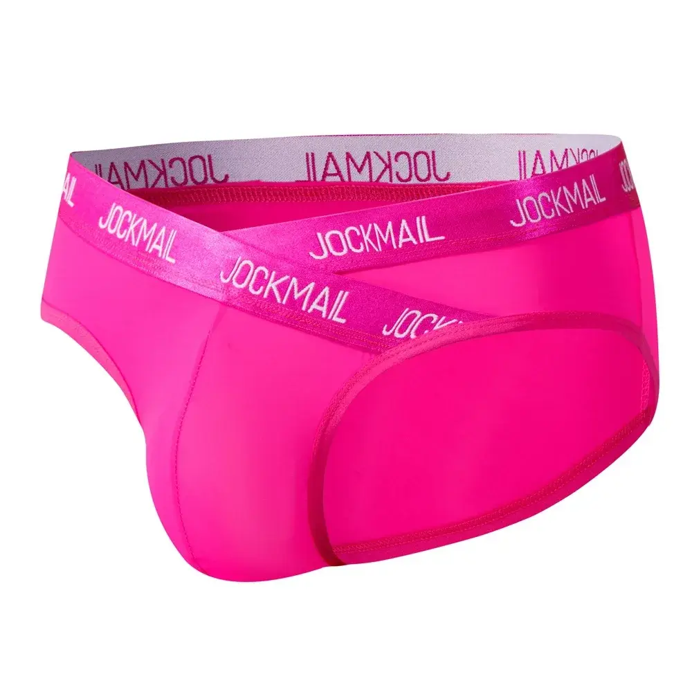 Jockmail メンズ下着ローウエストセクシーなレタースポーツ通気性の夏のアイスシルクブリーフビッグバッグナイロン無地男のパンティー