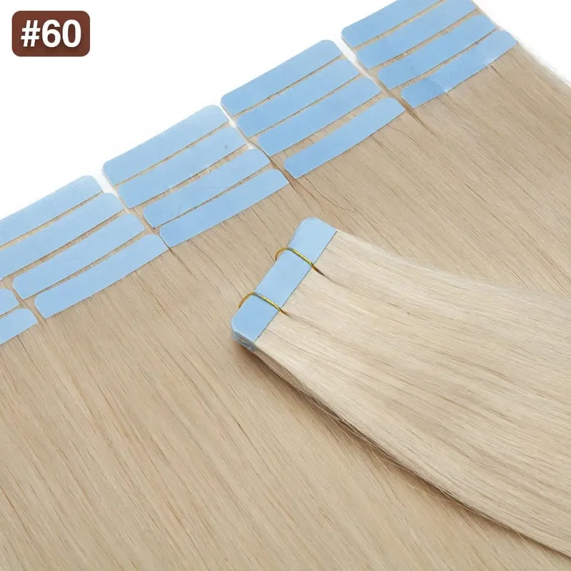 Straight Tape In Hair Extensions 10/20Pcs Real Human Hair Extensions Seamless Invisible Skin Weft Tape In Hair for Women