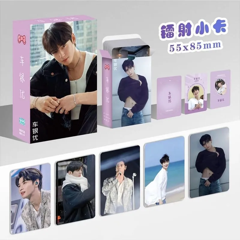 55PCS Cha Eun‑woo Holographic LOMO Photocards Set Korean Star Fans Collectible Gift