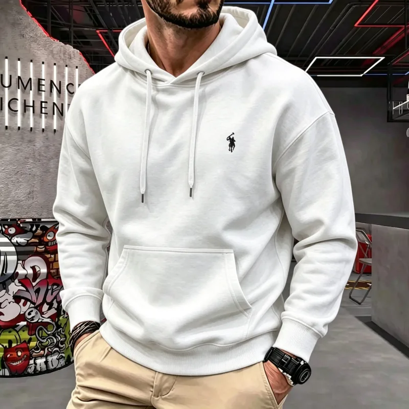 High-end masculino com capuz de manga comprida 2026 outono-inverno luxuoso elegante cavalo bordado golfe topo casual moletom com capuz roupas masculinas — image 2