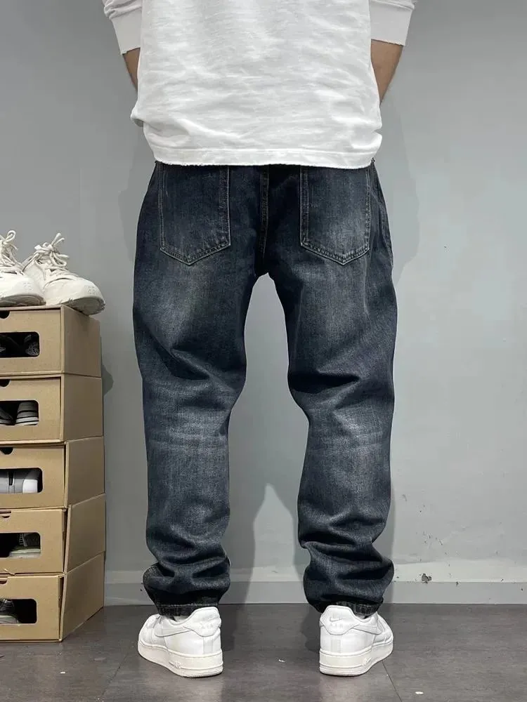 Spring/Autumn Fashion Trendy American Retro Straight Leg Stretch Denim Jeans Men's Casual Loose Fit Sports High Quality Jeans