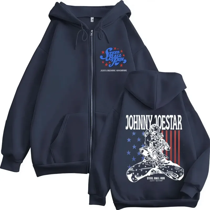 Anime JoJo Bizarre Adventure STEEL BALL RUN Johnny Joestar Zipper Hoodies Men Women Clothing Zip Up Sweatshirt Jacket Streetwear — image 5