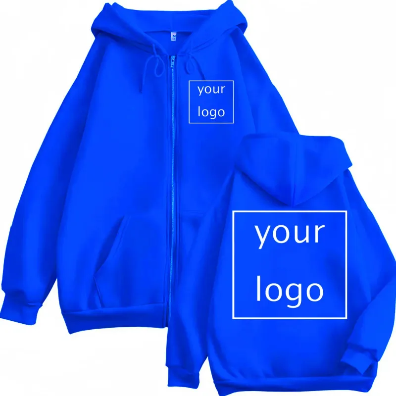 Autumn Winter Customized LOGO Graphic Print Zipper Hoodie High Quality Fashion Zip Up Pullovers Unisex Casual Loose Sweatshirts — image 2