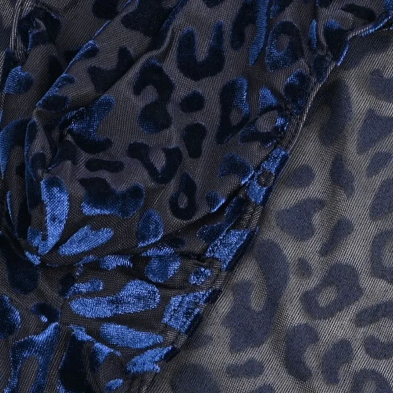 Quick Dry Ice Silk Men Briefs Lingerie Low Waist Sheer Underwear Convex Pouch Transparent Leopard Print Panties Male