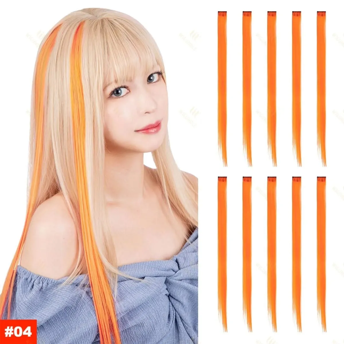 2026 Colored Highlight Hair Extensions 22 Inch Synthetic Rainbow Long Straight Hairpieces Purple Pink Blue for Women Girls Kids