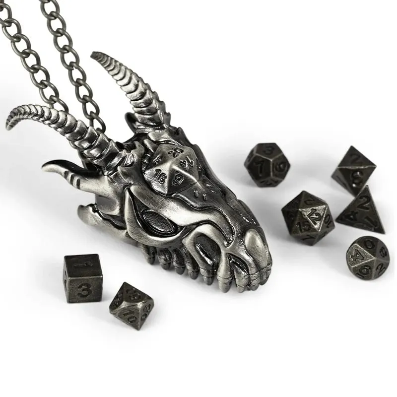 7pcs DND Mini Dice Set With Dragon Necklace Dice Case Polyhedron Metal Dice For RPG MTG Table Game Board Games Dice Set — image 1