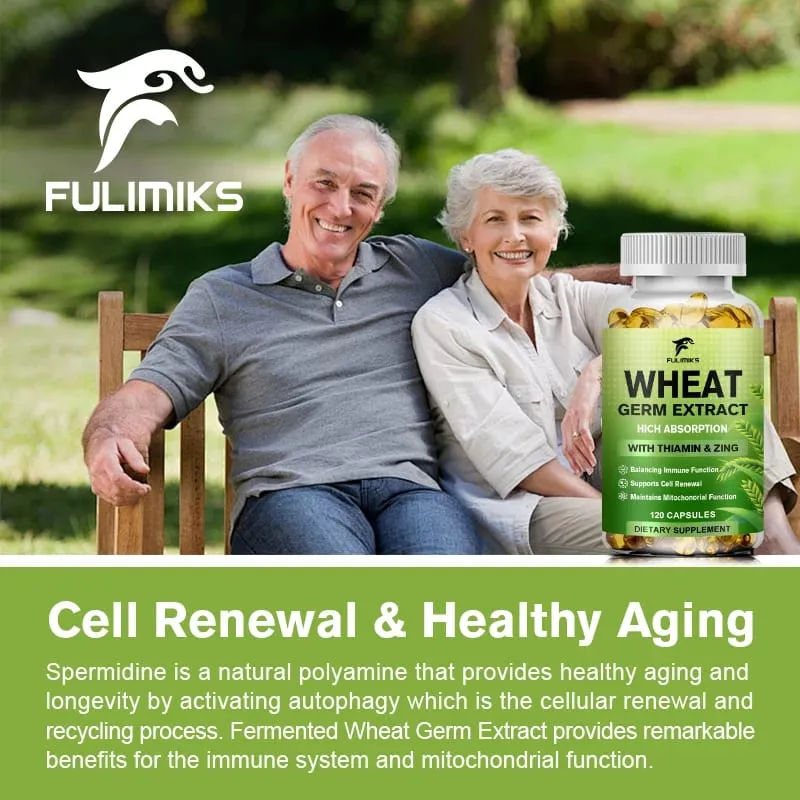 Spermidine 13mg Supplement Fermented Wheat Germ Extract Promotes Cellular renewal Anti-Aging Hair Growth & Immune Health