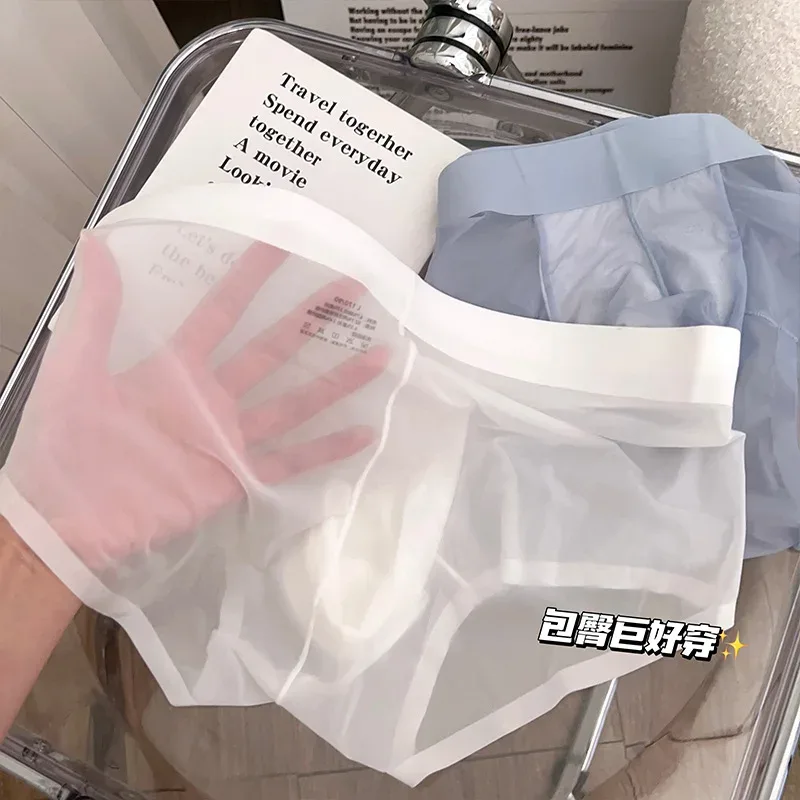 Transparent Men's Briefs Ultra-thin Ice Silk Quick Dry Panties Sexy U Bulge Pouch Man Underwear Breathable Underpants Cuecas — image 2