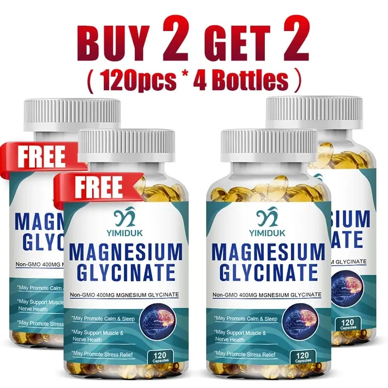 Buy 1 Get 1 Free! Pure Magnesium Glycinate Supplement for Deep Sleep & Stress Relief Aid Muscle Relaxation & Nervous System