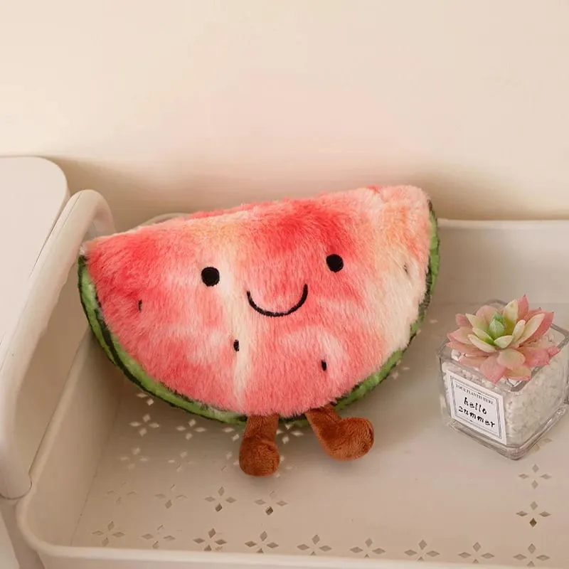 23/45cm Cute Watermelon Slice Plush Pillow Smiling Face Cute Triangular Fruit Red Cushion with Legs Plushie Decoration Gift